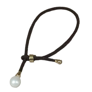 Y bracelet dark brown silk pearl - image
