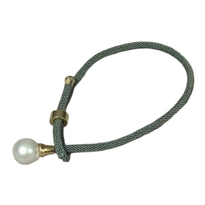 Y bracelet olive green silk Pearl - image