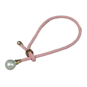 Y bracelet pearl pink silk - image