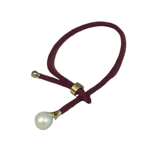 Y bracelet red wine silk pearl - image