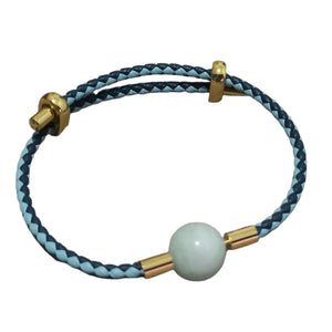 blue &Blue jade leather bracelet - image