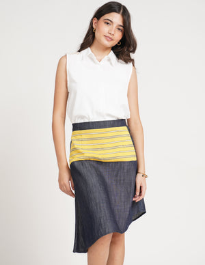 Daniella Skirt in Denim with Yellow Kantarines - image