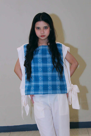 Kalinga weave & linen blouse - image