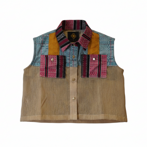 1-of-1 Jusi Sleeveless Barong with Handwoven Patchworks from Ifugao and Abra - image