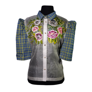 Filipiniana Barong with Hand-Painted Florals - image