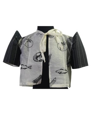 Striped Black Weave Butterfly Sleeves Sinigang Barolero - image