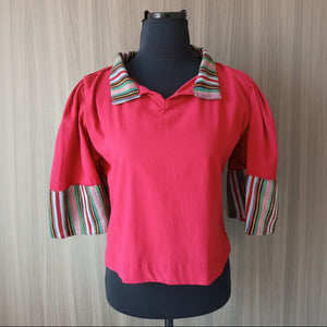 Kantarines linen blouse in red - image