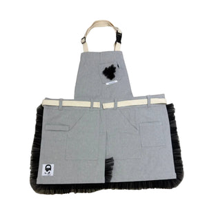 Apron Light Grey Canvas with Black Soft Tulle Ruffle and Florette - image