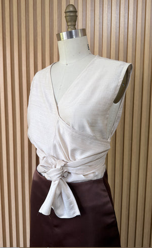 Sleeveless Wrap Top in Light Gold - image
