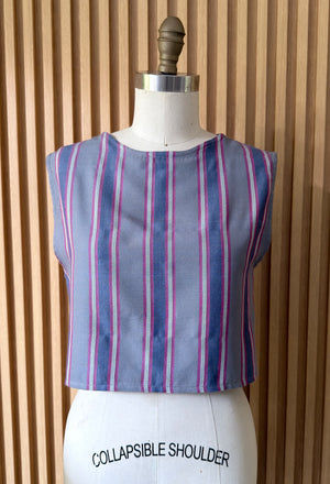 Open Back Top in Light Grey Stripe Local Weave - image