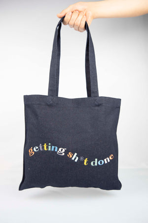 Getting Sh*t Done on Small Dark Denim Tote - image