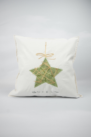 Christmas Star on 18in (45cm) Light Canvas Cushion Cover - image