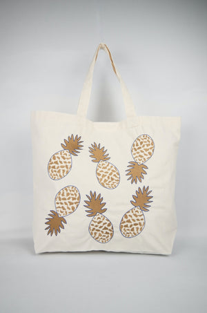 Fancy Pineapple on Natural Canvas Shopping Tote - image