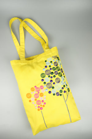 Polka Trees on Medium Yellow Twill Tote - image