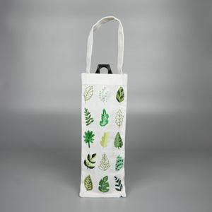 Leaves on Natural Canvas Water Bottle Bag - image