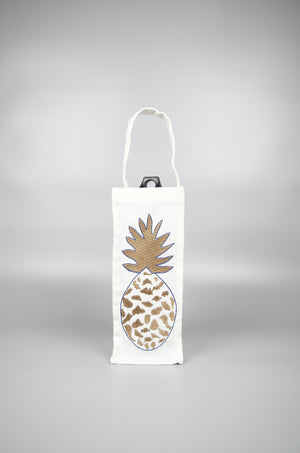 Fancy Pineapple on Natural Canvas Water Bottle Bag - image
