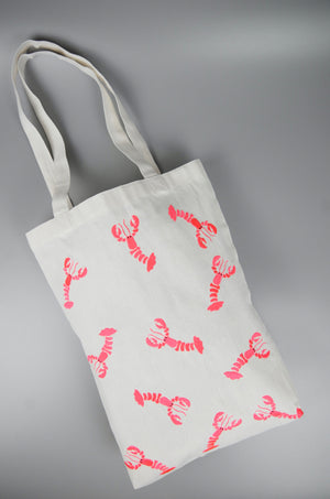 Hot Pink Lobsters on Natural Canvas Medium Tote - image