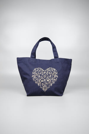 Forest of Hearts in Gold on Navy Canvas Small Handbag - image