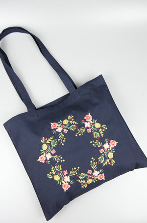 Spring on Small Navy Canvas Tote - image