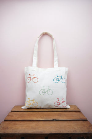 Bicycles on Light Canvas Mini Tote - image