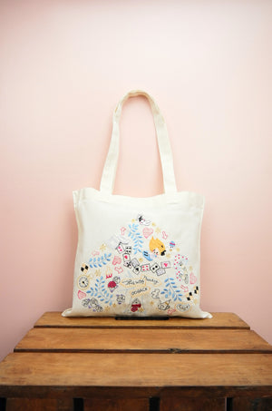 Alice in Wonderland on Light Canvas Mini Tote - image