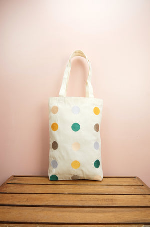 Dots on Natural Canvas Medium Tote - image