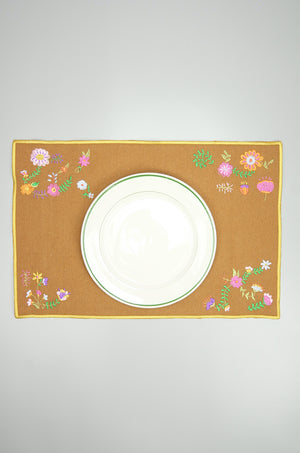 Flowers on Dark Khaki Canvas Placemat (set of 4) - image