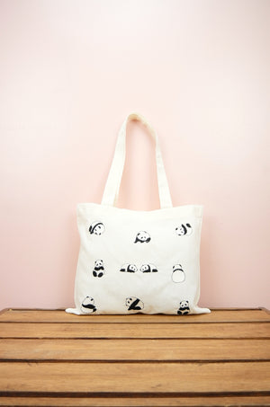 Pandas on Light Canvas Mini Tote - image