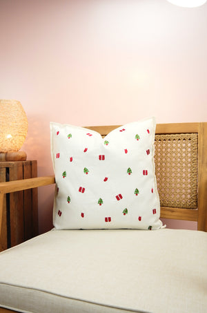 Christmas Tree Socks Gift on 18in (45cm) Light Canvas Cushion Cover - image