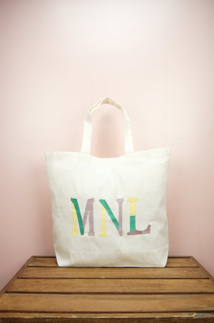 MNL (Manila) on Natural Canvas Shopping Tote - image