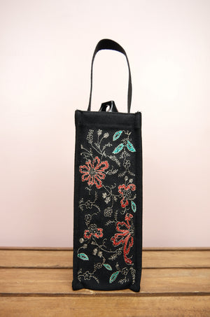 Linda on Black Heavy Canvas Water Bottle Bag - image