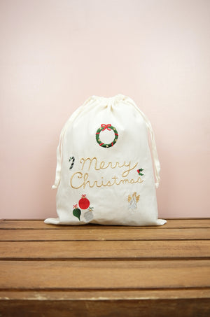 Christmas Elements on Light Canvas Mini Sac - image