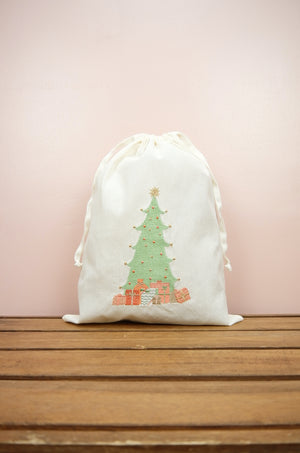 Pastel Christmas Tree on Light Canvas Mini Sac - image