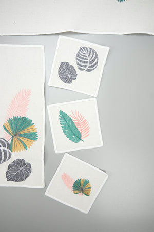 Assorted Leaves on Natural Canvas Coaster (set of 6) - image