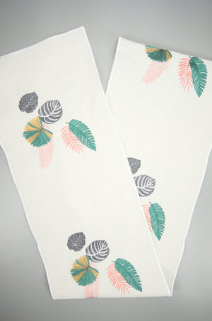 Assorted Leaves on Natural Canvas Table Runner 6-8 Seater - image
