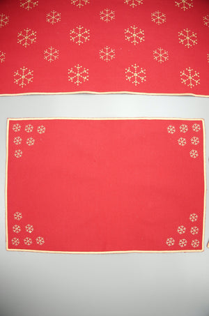 Gold Snowflakes on Red Canvas Placemat (set of 4) - image