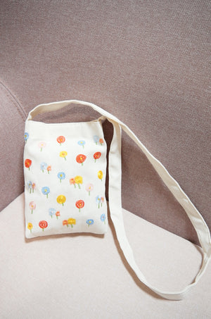 Cotton Candy Flowers on Natural Canvas Mini Sling Bag - image