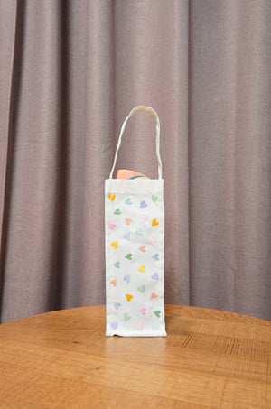 Pastel Hearts on Natural Canvas Water Bottle Bag - image