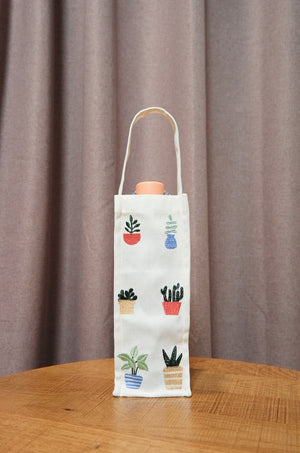 Plants Are Our Friends on Natural Canvas Water Bottle Bag - image