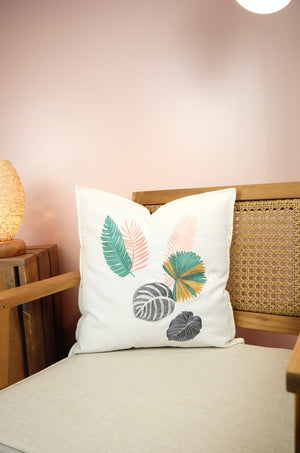 Assorted Leaves on 18inch (45cm) Light Canvas Cushion Cover - image