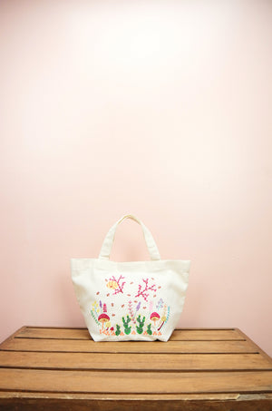 Garden on Natural Canvas Small Handbag - image