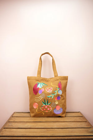 Comet on Dark Khaki Canvas Shoulder Tote - image