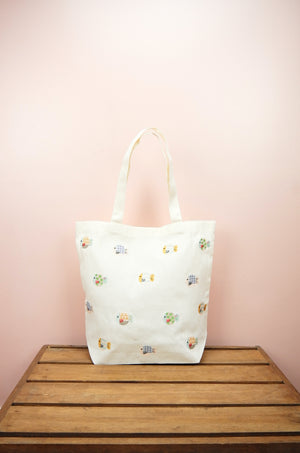 Bubble Fish on Natural Canvas Shoulder Tote - image