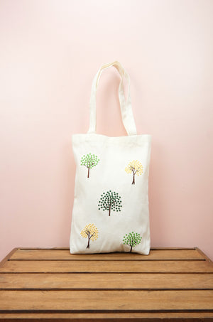 Dotted Trees on Natural Canvas Medium Tote - image