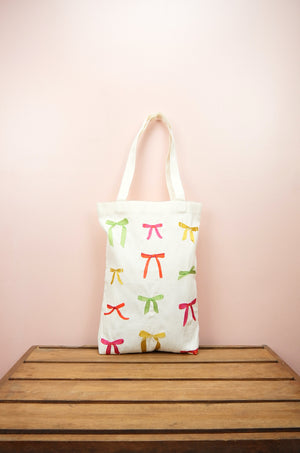 Ribbons on Natural Canvas Medium Tote - image