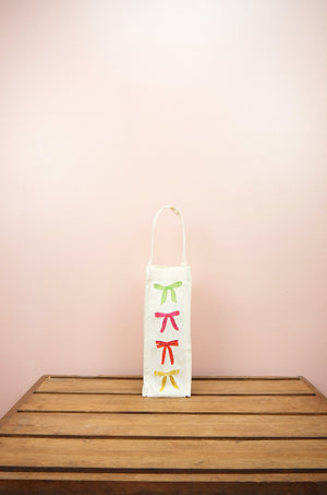 Ribbons on Natural Canvas Water Bottle Bag - image