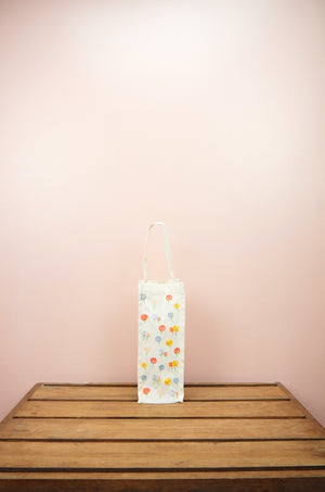 Cotton Candy Flowers on Natural Canvas Water Bottle Bag - image