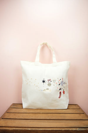 Joyeux Noel on Natural Canvas Shopping Tote - image