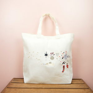 Joyeux Noel on Natural Canvas Shopping Tote - image