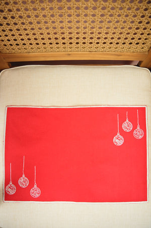 Silver Bells on Red Canvas Placemat (set of 4) - image